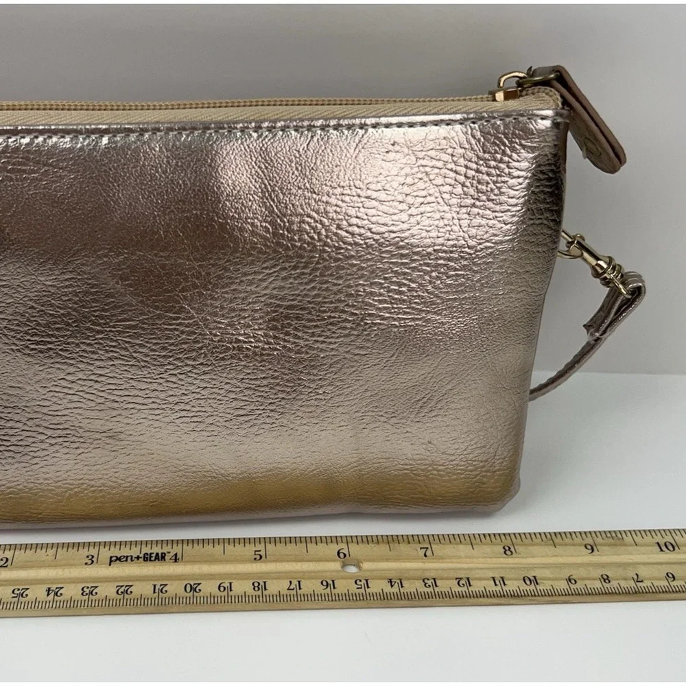 Stone Mountain Crossbody Wallet Bag Faux Leather Purse With Coin Purse Rose Gold